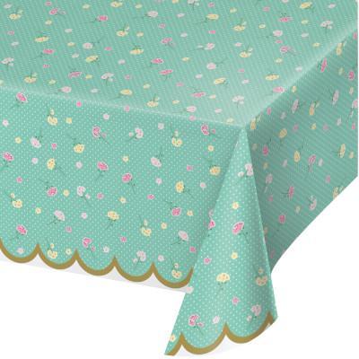 Floral Sparkle Plastic Tablecover-Party Things Canada