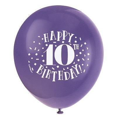 Fun Happy 10th Birthday Assorted Balloons-Age Birthday Latex Balloons-Party Things Canada