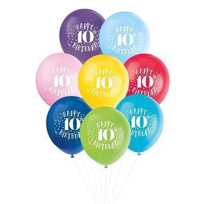 Fun Happy 10th Birthday Assorted Balloons-Age Birthday Latex Balloons-Party Things Canada