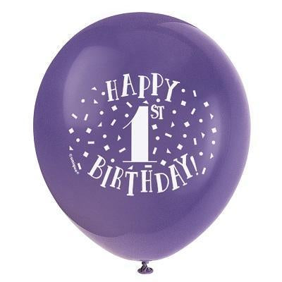Fun Happy 1st Birthday Assorted Balloons-Age Birthday Latex Balloons-Party Things Canada