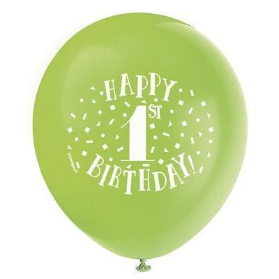 Fun Happy 1st Birthday Assorted Balloons-Age Birthday Latex Balloons-Party Things Canada