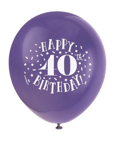 Fun Happy 40th Birthday Assorted Balloons-Age Birthday Latex Balloons-Party Things Canada