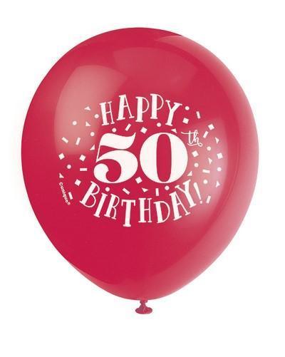 Fun Happy 50th Birthday Assorted Balloons-Age Birthday Latex Balloons-Party Things Canada