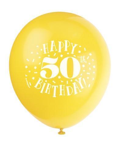 Fun Happy 50th Birthday Assorted Balloons-Age Birthday Latex Balloons-Party Things Canada