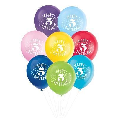 Fun Happy 5th Birthday Assorted Balloons-Age Birthday Latex Balloons-Party Things Canada