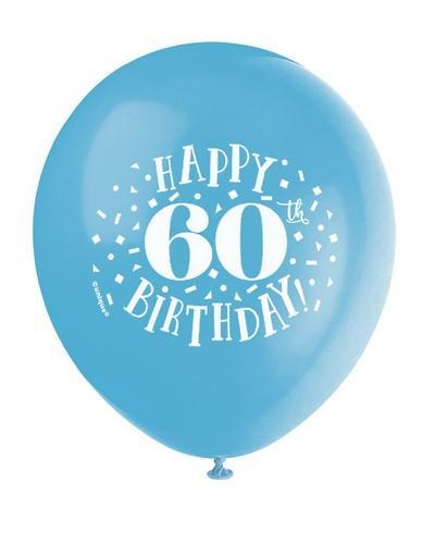 Fun Happy 60th Birthday Assorted Balloons-Age Birthday Latex Balloons-Party Things Canada