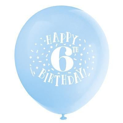 Fun Happy 6th Birthday Assorted Balloons-Age Birthday Latex Balloons-Party Things Canada