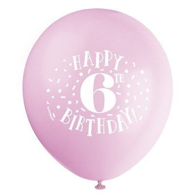 Fun Happy 6th Birthday Assorted Balloons-Age Birthday Latex Balloons-Party Things Canada