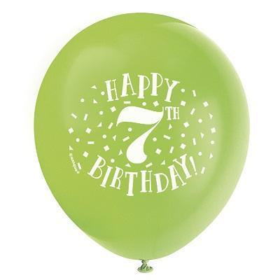 Fun Happy 7th Birthday Assorted Balloons-Age Birthday Latex Balloons-Party Things Canada