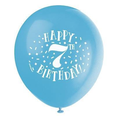 Fun Happy 7th Birthday Assorted Balloons-Age Birthday Latex Balloons-Party Things Canada