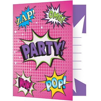 Girl Superhero Invitations-Superhero Girl Themed Birthday Supplies-Party Things Canada