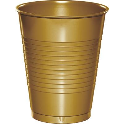 Glittering Gold Plastic 16 Oz Cups-Gold Solid Color Tableware-Party Things Canada