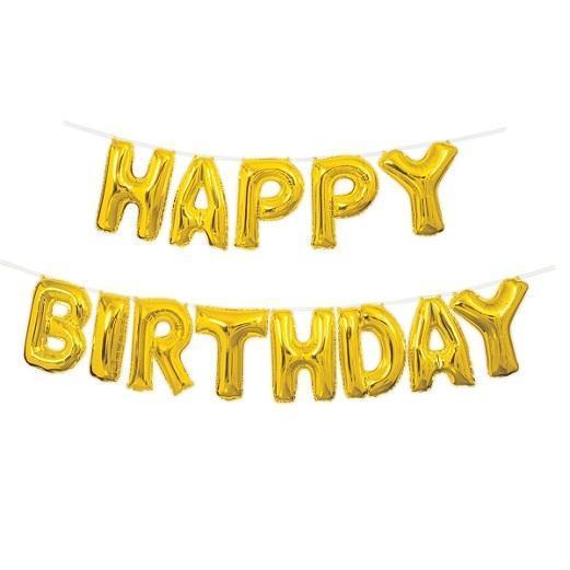 Gold 'Happy Birthday' Foil Balloon Banner Kit-Party Things Canada