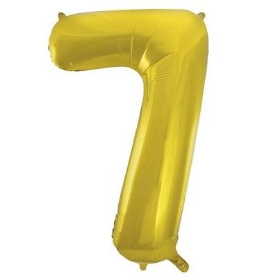 Gold "7" Foil Numeral Balloon-Numbers Age Metallic Helium Balloons-Party Things Canada