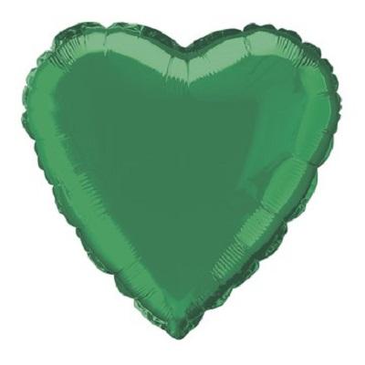 Green Heart Shaped Foil Balloon-Metallic Helium Balloons-Party Things Canada