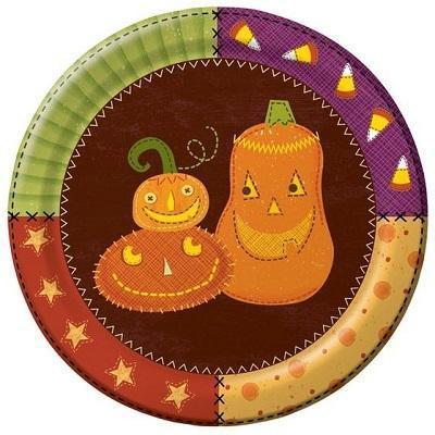 Halloween Patchwork Luncheon Plates-Halloween Party Supplies Tableware-Party Things Canada