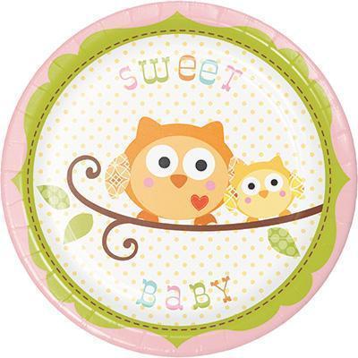 Happi Tree Girl Luncheon Plates-Happi Tree Woodland Themed Birthday Baby Shower Supplies-Party Things Canada