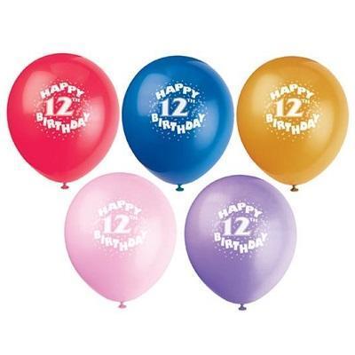 Happy 12th Birthday Printed Balloons-Age Birthday Latex Balloons-Party Things Canada