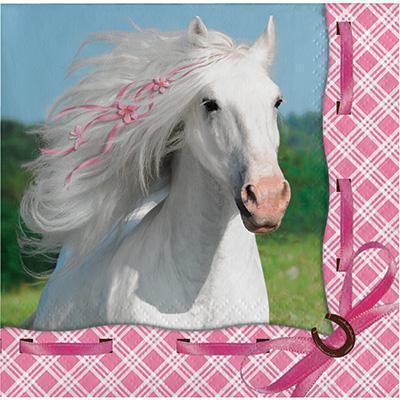 Heart My Horse Beverage Napkins-Girl Horses Cowgirl Themed Birthday Supplies-Party Things Canada