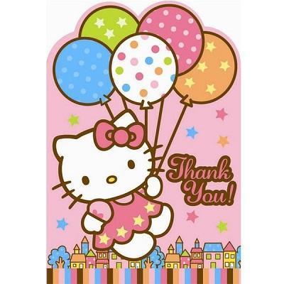 Hello Kitty Thank You Cards-Hello Kitty Birthday Supplies-Party Things Canada