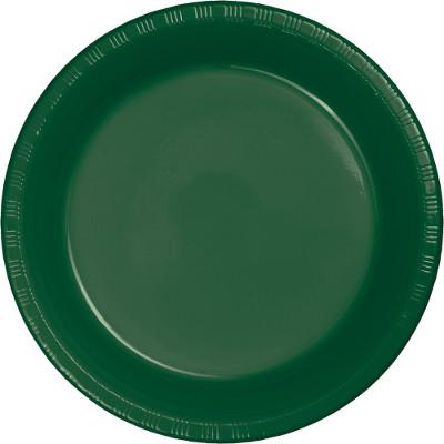 Hunter Green Plastic Dinner Plates-Dark Green Solid Color Tableware-Party Things Canada