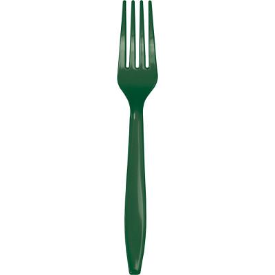 Hunter Green Plastic Forks-Dark Green Solid Color Tableware-Party Things Canada