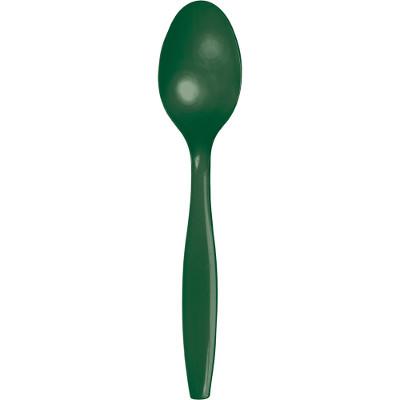 Hunter Green Plastic Spoons-Dark Green Solid Color Tableware-Party Things Canada