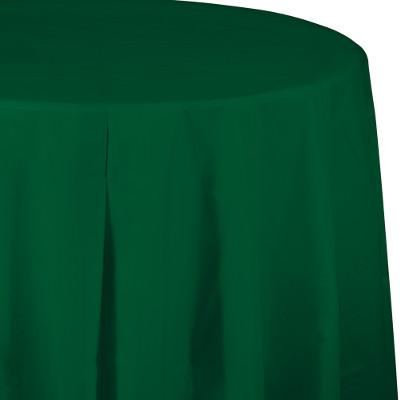 Hunter Green Round Plastic Tablecover-Dark Green Solid Color Tableware-Party Things Canada