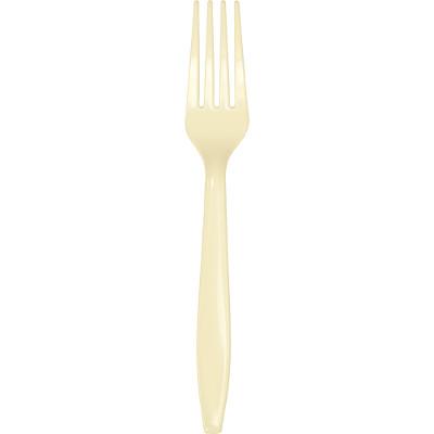Ivory Plastic Forks-Ivory Solid Solor Tableware-Party Things Canada