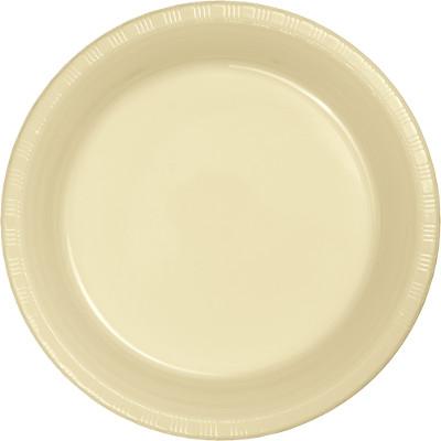 Ivory Plastic Luncheon Plates-Ivory Solid Solor Tableware-Party Things Canada