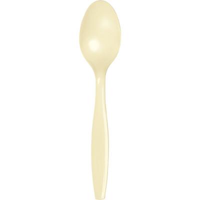 Ivory Plastic Spoons-Ivory Solid Solor Tableware-Party Things Canada