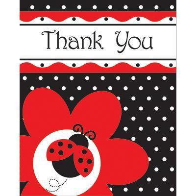 Ladybug Fancy Thank You Cards-Red and Black Ladybug Birthday Baby Shower Supplies-Party Things Canada