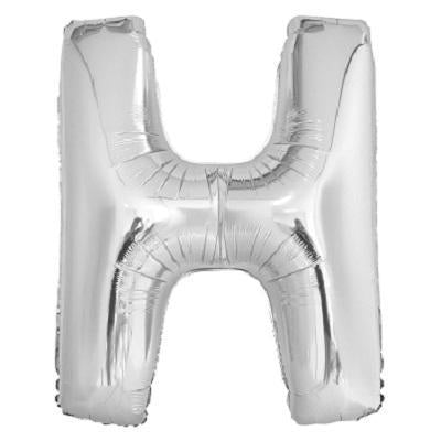 Large "H" Foil Letter Balloon-Letters Silver Metallic Helium Balloons-Party Things Canada