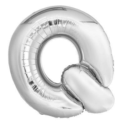 Large "Q" Foil Letter Balloon-Letters Silver Metallic Helium Balloons-Party Things Canada