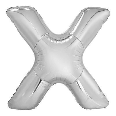 Large "X" Foil Letter Balloon-Letters Silver Metallic Helium Balloons-Party Things Canada