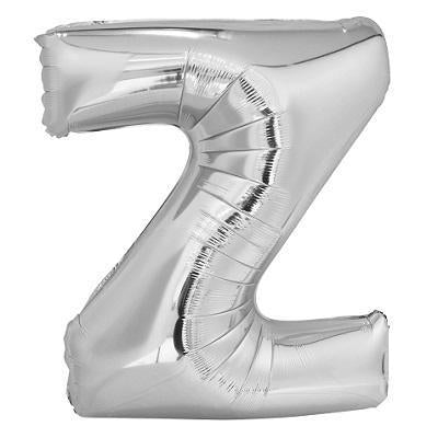 Large "Z" Foil Letter Balloon-Letters Silver Metallic Helium Balloons-Party Things Canada