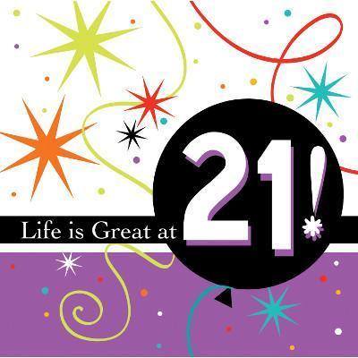 Life is Great '21' Beverage Napkins-Adults Milestones Birthday Supplies-Party Things Canada