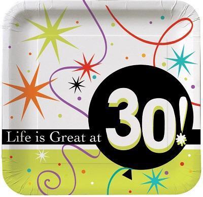 Life is Great '30' Luncheon Plates-Adults Milestones Birthday Supplies-Party Things Canada