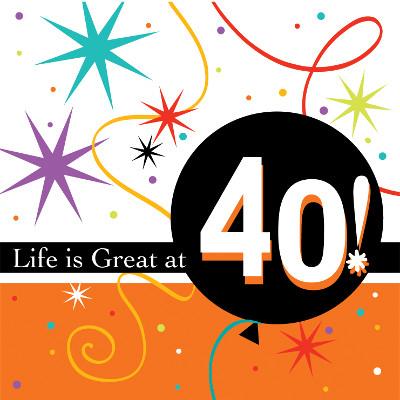 Life is Great '40' Beverage Napkins-Adults Milestones Birthday Supplies-Party Things Canada