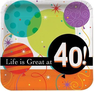 Life is Great '40' Dinner Plates-Adults Milestones Birthday Supplies-Party Things Canada