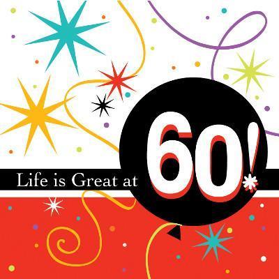 Life is Great '60' Beverage Napkins-Adults Milestones Birthday Supplies-Party Things Canada