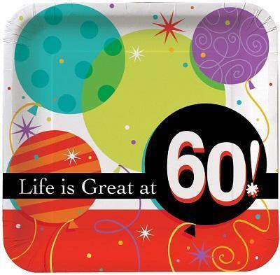 Life is Great '60' Dinner Plates-Adults Milestones Birthday Supplies-Party Things Canada