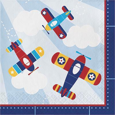 Lil Flyer Airplane Luncheon Napkins-Aviator Themed Birthday Baby Shower Supplies-Party Things Canada