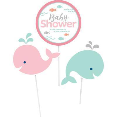 Lil Spout Pink Centerpiece Sticks-Nautical Pink Baby Whales Girl Baby Shower-Party Things Canada