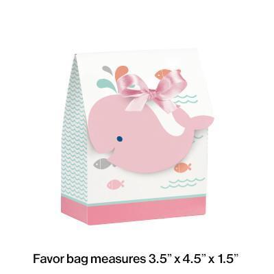 Lil Spout Pink Favor Bags-Nautical Pink Baby Whales Girl Baby Shower-Party Things Canada