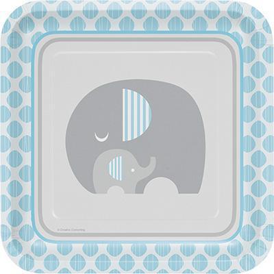 Little Peanut Boy Dinner Plates-Blue and Gray Elephants Boy Baby Shower Supplies-Party Things Canada