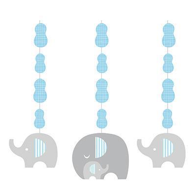 Little Peanut Boy Hanging Cutouts-Blue and Gray Elephants Boy Baby Shower Supplies-Party Things Canada