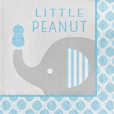 Little Peanut Boy 'Little Peanut' Luncheon Napkins-Blue and Gray Elephants Boy Baby Shower Supplies-Party Things Canada