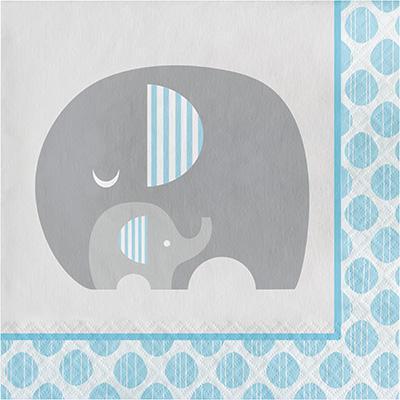 Little Peanut Boy Luncheon Napkins-Blue and Gray Elephants Boy Baby Shower Supplies-Party Things Canada