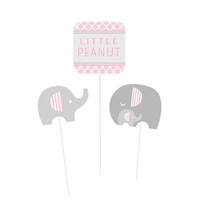 Little Peanut Girl Centerpiece Sticks-Pink and Gray Elephants Girl Baby Shower Supplies-Party Things Canada